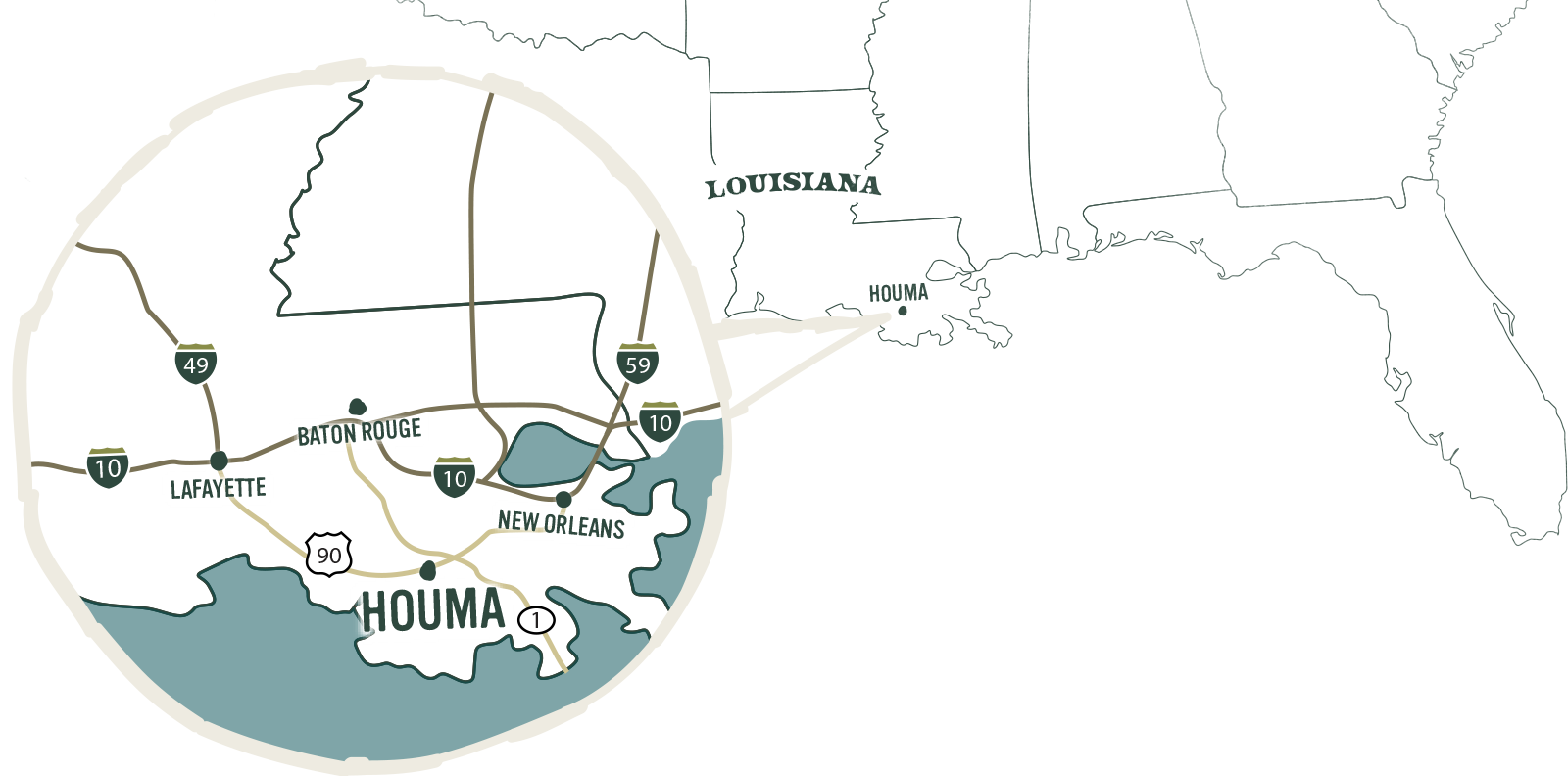 Houma location on map