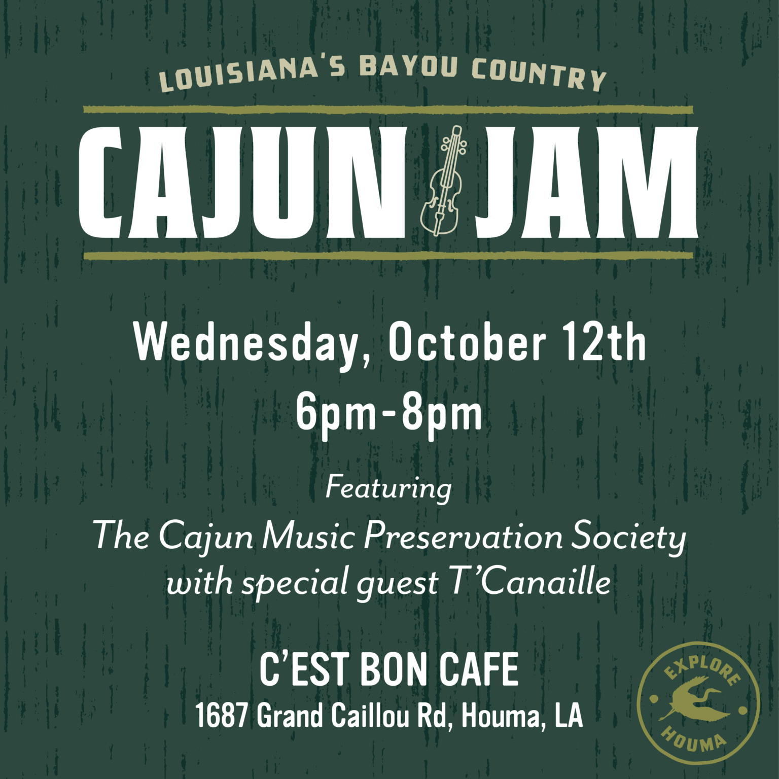 Cajun Jam featuring The Cajun Music Preservation Society with Special
