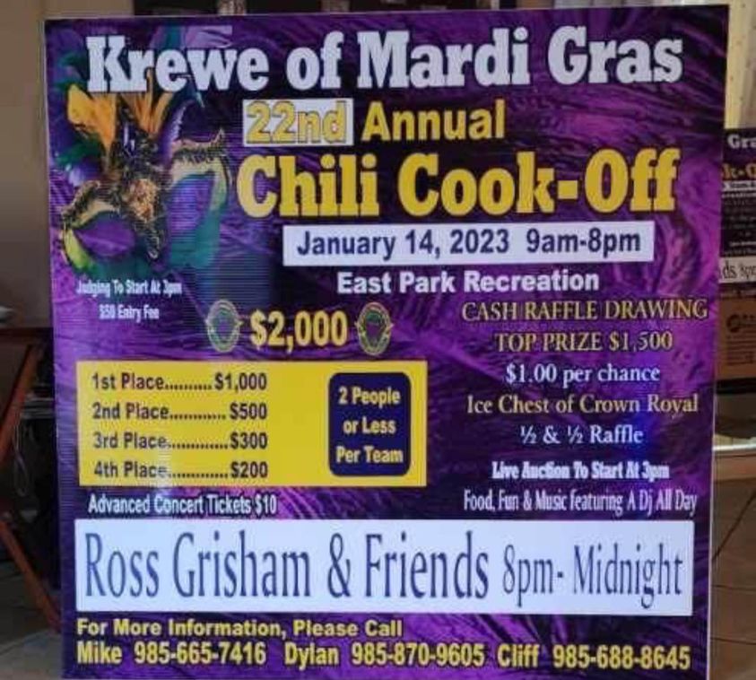 Krewe of Mardi Gras 22nd Annual Chili CookOff Explore Houma