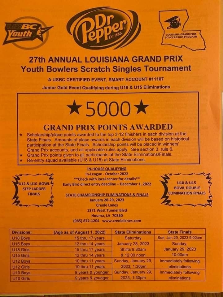2023 GRAND PRIX TOURNAMENT Youth bowling Explore Houma