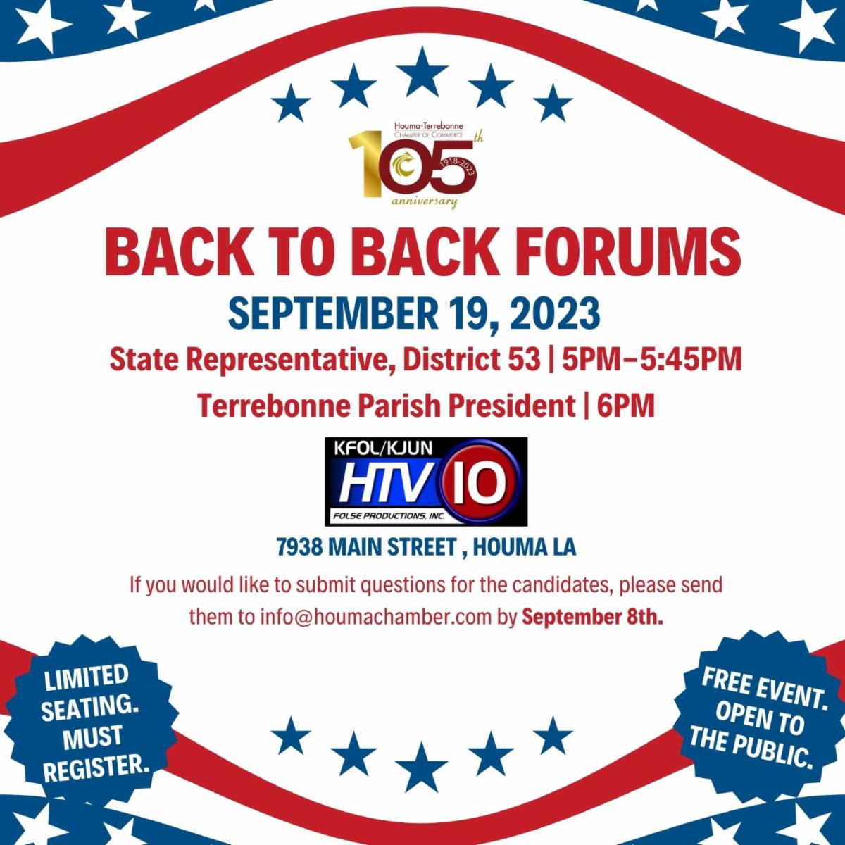 State Representatives/Terrebonne Parish President Forums Explore Houma