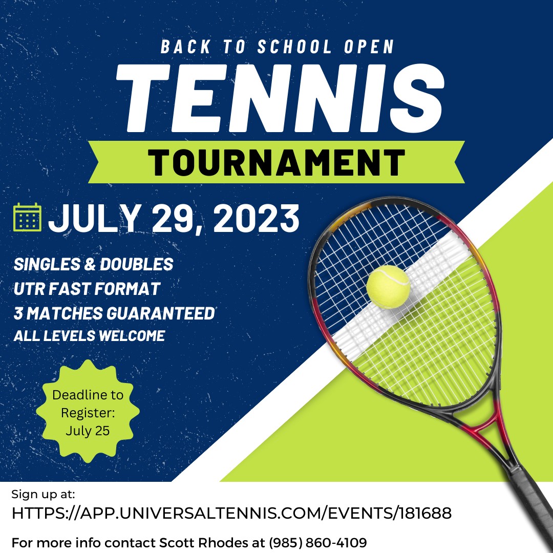 Back to School Open Tennis Tournament | Explore Houma