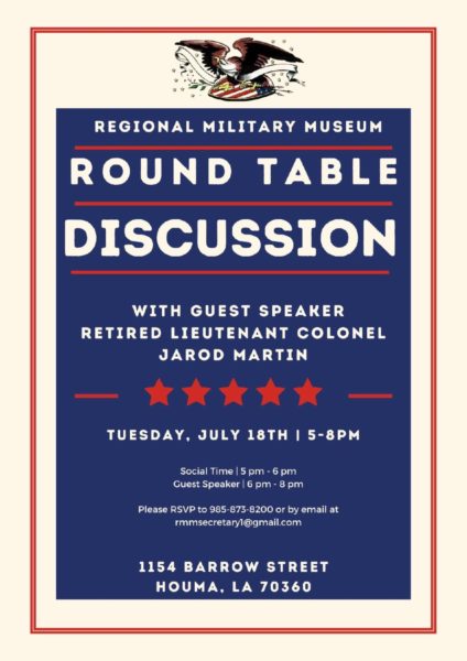 Regional Military Museum Round Table Discussion Visit Houma